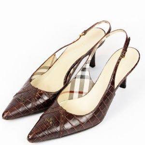 Flash Sale:Burberry Brown Leather Kitten Heels